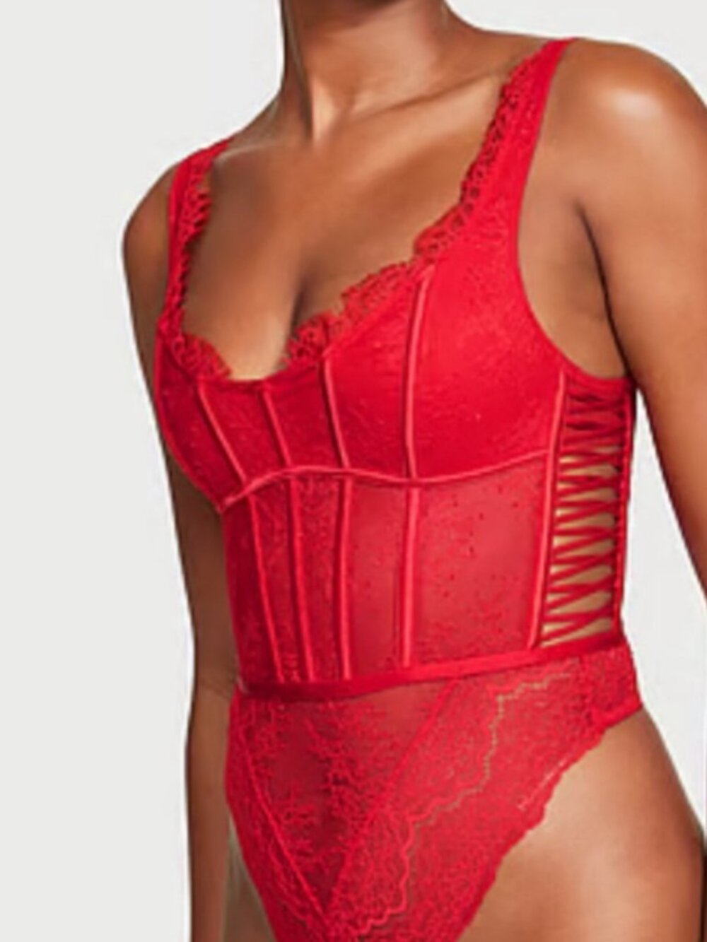 Victoria's Secret Red Lace Bustier Teddy